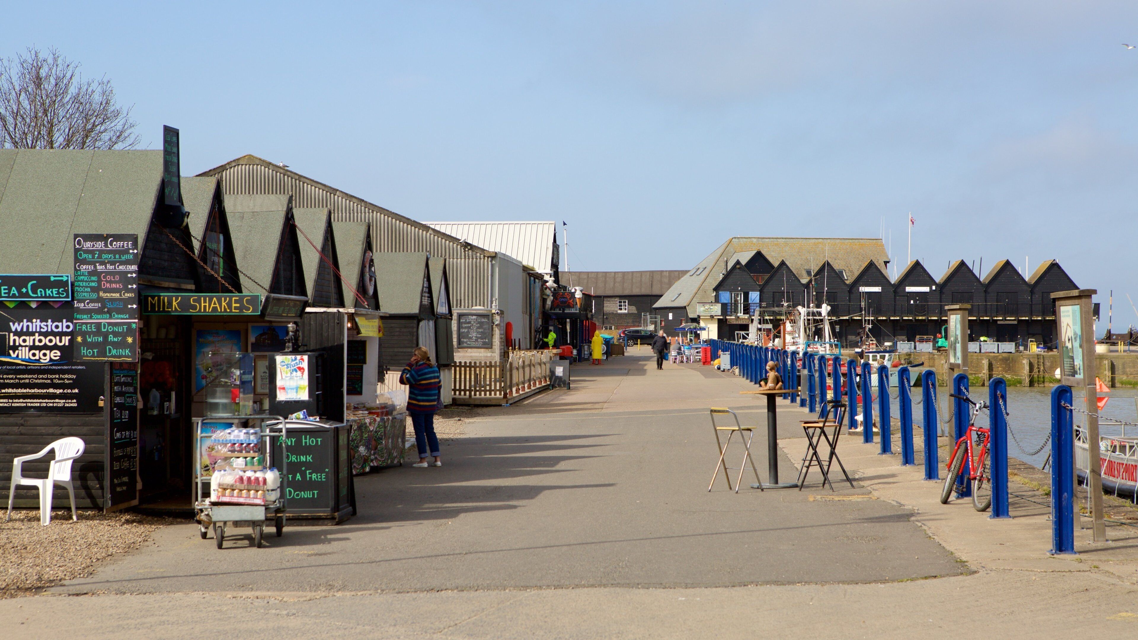 bollards and nets on quay
