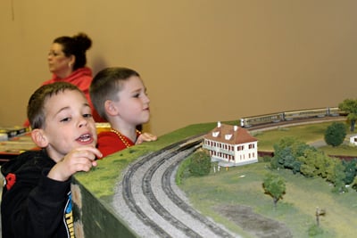 model railroad show crowd hall