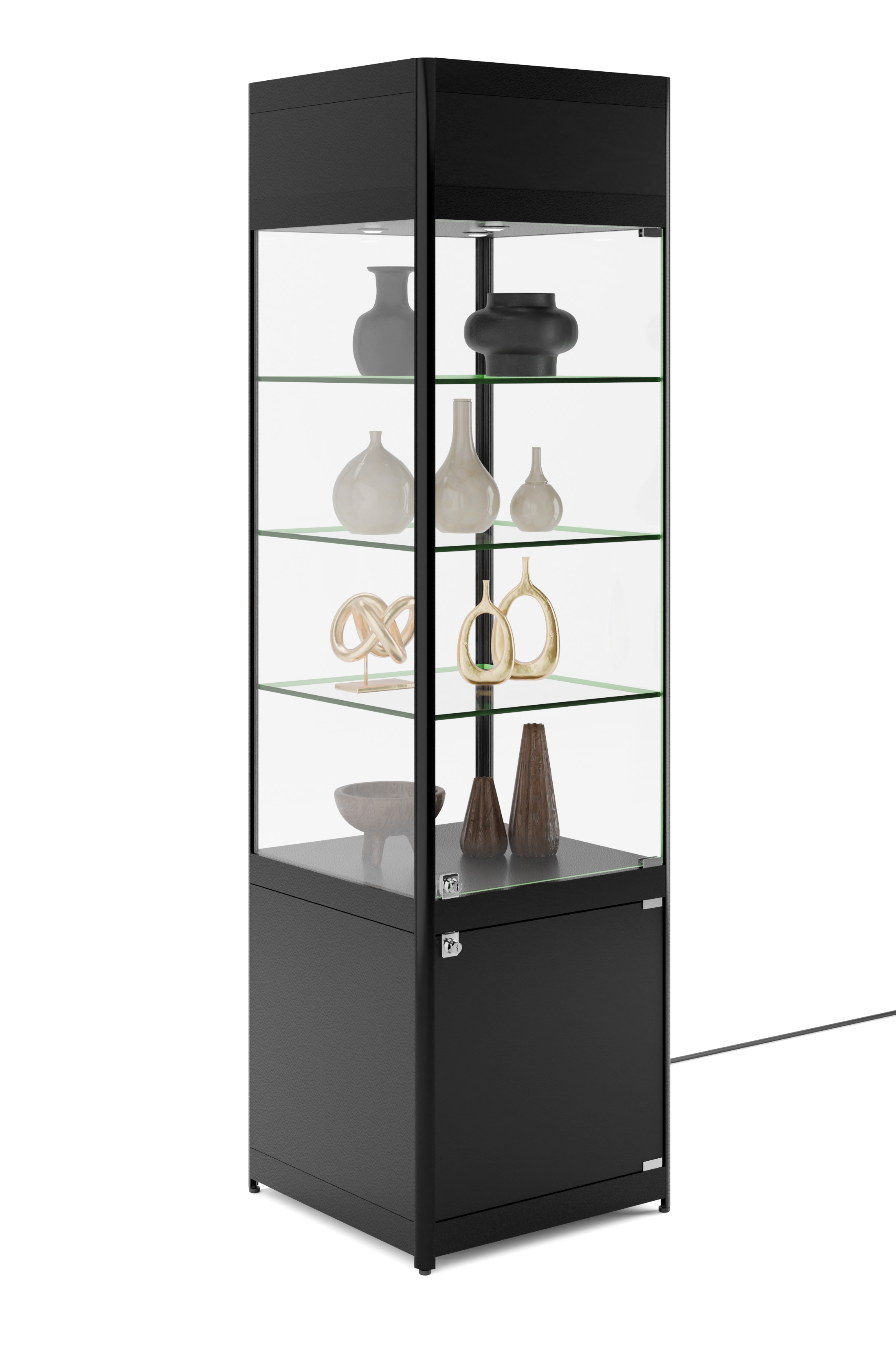 locked glass display cabinet