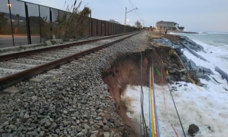 coastal railway line along shore